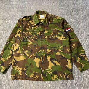 Vintage Dutch Army Camo Field Jacket Military Button Up Coat Large‎ DPM